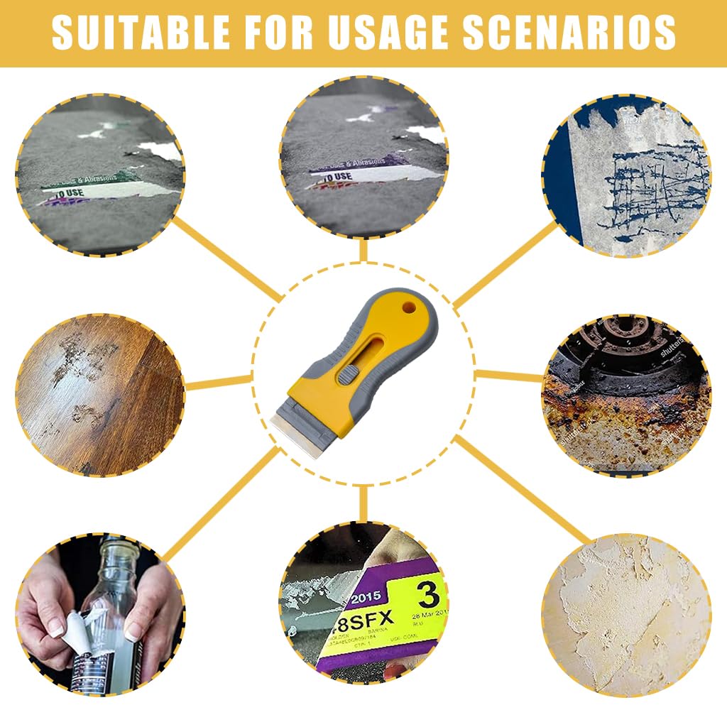 HASTHIP Retractable Metal Scraper with 15Pcs Blades - Stain & Glue Removal Tool, Wall Cleaning Scraper Razor Scraper Tool for Removing Stickers, Labels on Wall, Glass, Tiles HASTHIP Retractable Metal Scraper with 15Pcs Blades - Stain & Glue Removal Tool, Wall Cleaning Scraper Razor Scraper Tool for Removing Stickers, Labels on Wall, Glass, Tiles